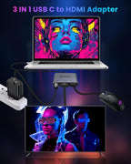 USB C HUB usbc to hdmi Adapter USB c multiport Adapter Equipped with a 4K@60Hz HDMI Output Port,100W PD Charging Port (Charging Function only)