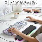 KONDOUND 2-in-1 Heated Wrist Rest Set, Ergonomic Memory Wrist Pad with RGB Lights and Non-Slip Base, Keyboard Mouse Wrist Rest for Computer Laptop Office Work and PC Gaming