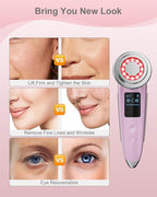 Face Massager Electric Face Lifting 4 in 1 Facial Massager Anti Aging Skin Tightening Firming Skin Care Tools (Pink2)
