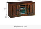 Leick Home 82350 Solid Wood Mission Oak Three Door TV Stand For 55" TVs Universal TV Console Living Room Storage Shelves Entertainment Center, Mission Oak