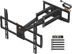 FORGING MOUNT Long Arm TV Wall Mount with 42.9 inch Extension and Power Strip for 60–120 Inch TVs, Heavy Duty Full Motion TV Mount,VESA 900x600mm,up to 275 lbs,Smooth Swivel, Tilt,16”-24” Wood Studs