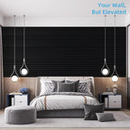 Art3d 4-Piece 94 x 12.6 Inch Acoustic Lightweight Slat Wall Panel - Waterproof Wood Textured Wainscoting Panel of 33 Sq.Ft for Bedroom, Home Theater Office Accent Wall, Matte Black