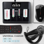 Tenergy TN486U 5-Bay Universal Battery Charger with LCD, Micro USB/Type C Input, for AA, AAA, C, D, and 9V Rechargeable Batteries