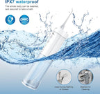 JNGOODS Mini Cordless Portable Water Flosser Oral Irrigator Water Teeth Cleaner Pick, Telescopic Water Tank, 4 Modes & IPX7 Waterproof, Home & Travel Water Flossers for Teeth, Braces Bridges Care.