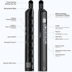 Wireless Presentation Clicker with Telescopic Pointer Stick,Rechargeable Presenter Remote Light Pointer with Touch Screen Stylus Pen and Digital Display,USB Slide Clicker for PowerPoint MAC PC Laptops