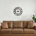 Alarmore Wall Clocks for Living Room Decor, Silent Wall Clock Battery Operated, Mid Century Rustic Farmhouse Black Metal Skeleton Large Clocks for Kitchen, Bedroom, Dining Room-18 in