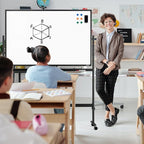 Dry Erase Whiteboard Easel on Wheels - TANKEE 48" x 32" Large Double Sided Mobile Whiteboard, Reversible Magnetic Rolling White Board for Home Office Classroom, Flip Chart Holders and Paper Pad