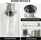 DIKAIDA Bathroom Vanity Light, 4-Light Nickel Modern Matte Wall Sconce Lighting with Clear Glass Shade, Wall Lights,Bath Vintage Wall Mounted Lamps for Mirror Bedroom Living Room