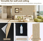 ARMURO Wood Slat Wall Panel 2 PCS - Extra-Long Wood Wall Panels for Soundproof Home & Office, Easy Peel and Stick Acoustic Panels for Noise Cancelling (Oak 11.8"W x 94.5"L)
