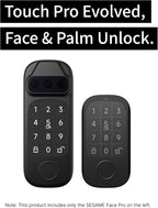Sesame Face Pro, Smart Lock, SmartLock, Biometric Face & Palm Recognition, Passcord, Fingerprint, NFC Card, Bluetooth Keyless Entry Door Lock for Front Door, Home, Airbnb, Vacation Rental