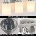DIKAIDA Bathroom Vanity Light, 4-Light Nickel Modern Bathroom Light Fixtures with Milky White Glass Shade, Wall Lights,Bath Vintage Wall Mounted Lamps for Mirror Bedroom Living Room Hallway Cabinet