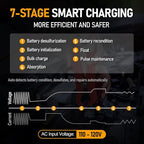 PZP 12V Manual Battery Charger Maintainer, 0 to 10A Arbitrarily Adjustable Car Battery Trickle Charger, Battery Desulfator with Repair, Winter Mode, Suitable for Lawn Mower, AGM, Deep Cycle Batteries