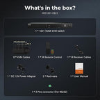 TESmart 16 Ports HDMI KVM Switch 4K@30Hz, 16X1 1U Rack Mount KVM USB2.0 EDID Emulator with 8 Pcs 5ft KVM Cable, Control up to 16 Computers/Servers, with RS232 & LAN Port