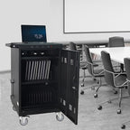 Aokleo Laptop Charging Cart,35 Devices Tablet Storage Carts for pad Up to 16.3" Screen Size, Classroom Computer Mobile Charging Station for Pads, Chromebooks,Laptops, Security Storage(31+4 Bay-Black)