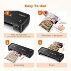 Bonsaii Laminator, 9 Inch Thermal Laminator Machine with Never Jam Technology for Doc/Posters/Photo, Personal Laminating Machine Simple Convenient for Home, Office and School Black