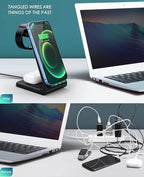 3 in 1 Wireless Charging Station, 2026 Upgraded Fast Desk Charger Station for iPhone 17 16 15 14 13 12 Pro Max Plus, Charger Stand for Apple Watch 10 9 8 7 6 5 4 3 2 SE, Airpods 4 3 2 Pro(Black)