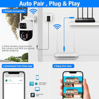 Fuers Wireless WiFi Security Camera System, 8CH HD NVR Kit, 4Pcs 5MP CCTV Home Dual Lens Security Camera System for Indoor/Outdoor Use, Night Vision, Waterproof, Motion Detection, 500G Hard Drive