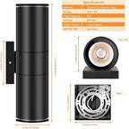 RIDALUX Outdoor Wall Light Cylinder Waterproof : 2 Pack Exterior Fixtures Wall Sconce with LED Up Down - Modern Outdoor Light for Porch Patio Garage