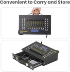 CaalLogt DMX512 Controller Stage DJ Light Console Lighting Mixer Board Console Wireless DMX Transmitter Receivers Set 192 Channels for Party DJ Disco Lights Show Night DJs KTV Bars Moving Heads