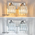 FDPBY Modern Vanity Light 2-Lights Brushed Nickel Vanity Light Crystal Bathroom Wall Light Bathroom Light Fixtures