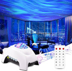 CIMELR Aurora Star Projector with Bluetooth Speaker & White Noise – Northern Lights Galaxy Night Light for Bedroom, Remote Control Ceiling Projector for Kids & Adults, Home Theater Decor (White)