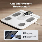 YINOLIFE Smart Scale for Body Weight, 8 Electrode Bathroom Scale for Weight Fat BMI Muscle Mass, 28 Full Body Composition Analyzer, Accurate Weight Scale, Rechargeable, 400 lbs, White