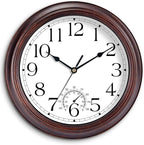 KECYET 10 Inch Outdoor Wall Clock with Thermometers, Vintage Silent Wall Clocks Battery Operated, Retro Non-Ticking Clock Decorative for Living Room, Patio, Kitchen, Office, Bathroom, Bedroom(Bronze)