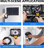 5" Dual-View Handle Endoscope Camera,2MP Front&Side Lens,IP67 Waterproof 5M Semi-Rigid Cable,360° Probe Control,4-Level LED,3X Zoom,Video&Photo Recording,Inspection Camera for Industrial Use,32GB Card
