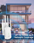 WiFi Extender, 2.4G WiFi Extender Signal Booster – 10888 Sq Ft, 80 Devices Supported & 1-Tap Faster Setup
