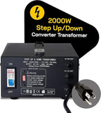 ELC T Series 2000+ Watt Voltage Converter Transformer - Step Up/Down - 110v to 220v / 220v to 110v Power Converter - Circuit Breaker Protection, CE Certified [3-Years Warranty]
