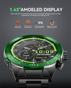 SOUYIE Men's Luxury Smart Watch - 1.43" AMOLED Display Smartwatch with HD Bluetooth Calling, 400mAh 30-Day Battery, 100+ Sports Modes, Health Monitor with Metal/Silicone Straps for Android iPhone