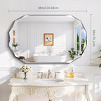 GLASHOM Frameless Bathroom Mirror, 30x48 inch Beveled Bathroom Mirror Wall Mounted, Modern Frameless Mirror for Bathroom, Living Room, Entryway Mirror Horizontal or Vertical