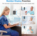 Wireless Caregiver Pager - 500ft Range Nurse Call System with LED Display, 15 Waterproof Call Buttons & 1 Receiver for Elderly, Patients, Disabled at Home, Hospital, Clinic