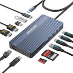 USB C Docking Station, 14 in 1 USB Hub for 3 Monitors, Dual 4K@60Hz HDMI & USB-C Video, 4xUSB-C(10Gbps), 3X USB-A, Ethernet, SD/TF & 3.5mm Audio Jack – Multiport Adapter for Laptop/HP/Dell/Lenovo