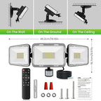 CLY 70W LED Security Lights Motion Sensor Light Outdoor, 6580LM 3 Head Motion Detection Outdoor Lights 6500K IP66 Waterproof, Dusk to Dawn, Flood Light Motion Detector for Entryway Yard Garage