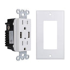 EverElectrix 2 Pack 4.8A Wall Outlet With USB Ports - 15Amp Duplex Tamper Resistant Charger, UL Listed, Electrical Receptacle With Dual USB, White