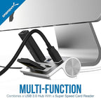 SABRENT Premium 3 Port Aluminum USB 3.0 Hub with Multi in 1 Card Reader (12" Cable) for iMac, All MacBooks, Mac mini, or Any PC (HB-MACR)