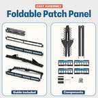 Everest 24 Port Keystone Patch Panel (1-Pack) - Removable 6-Port Panels - Use with Slim Profile Keystones ONLY (Wider Jacks May not fit Side by Side) - with Adjustable Rear Cable Management Bar