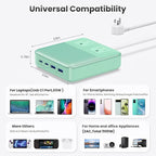 135W Charging Station USB C Power Strip,6-in-1 GaN USB C Charger Block with Plug &5ft Cord,2 AC,2 USB-A,2 USB-C,PD 65W Laptop Charger for MacBook,iPhone 16/15/14,Desktop Fast Charging for Home,Office