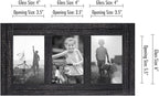 Americanflat Hinged 4x6 Triple Picture Frame with 3 Photo Openings and Polished Glass - Distressed Wood Collage Picture Frames for Tabletop and Wall Display - Hampton Collection - Charcoal Black