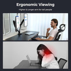 Curved Monitor Mount Dual Monitor Arm up to 35" Screens, Max 28.6lbs Each, Heavy Duty Ultrawide Monitor Arm,Swivel -90° to +90°, Tilt -45° to +90°,Rotate 360°,VESA 75x75&100x100,for Curved/Flat