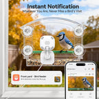 Dzees Smart Window Bird Feeder with Camera, Clear 2K HD Camera with AI Bird Identifier, Live Stream & Auto-Capture, Easy Suction Cup Installation, Perfect Tech Gift for Nature Lovers
