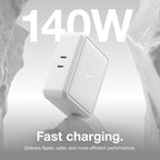 NOCO XGrid X140: 140W USB-C Charger – Dual Port GaN Power Adapter with PD 3.1, QC 5.0, and PPS – Fast Charging with Smart Power Distribution – Foldable Wall Plug, UL Listed