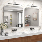 36x36 Square Silver Bathroom Mirror, Silver Metal Framed Mirror, Rounded Rectangle Bathroom Vanity Mirror, Anti-Rust, Shatterproof