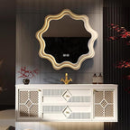 64IN Luxury Floating Bathroom Vanity - Single Sink Bathroom Vanities has Smart Defog Mirror & Slate Countertop | Woven Rattan Perforated Door Panel, LED Lights, 2 Drawers (Style B)