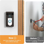No Drill Adhesive Video Doorbell Mount Compatible for Ring/Blink Video Doorbell, Not Block Doorbell Sensor, QIBOX Anti-Theft Camera Mount Bracket Cover Holder