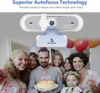 NexiGo N660P (Gen 2) 1080P 60FPS Webcam with Software Control, Dual Microphone & Cover, Autofocus, HD USB Computer Web Camera, for OBS/Zoom/Skype/FaceTime/Teams/Twitch, White