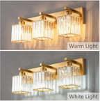 FDPBY Modern Bathroom Vanity Light 3-Lights Gold Crystal Bathroom Wall Light Vanity Light Fixtures，20.47-inch Modern Minimalist Design