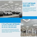 2x2 FT Edge-Lit Frame LED Panel Lights,5CCT Selectable 3000K-6500K, 2600/3900/5200LM,20W/30W/40W Switch Grid Drop Ceiling Lights,0-10V Dimmable,Damp Rated,100-277V,ETL Listed (2 x 4-4 Pack)