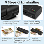 VidaTeco Laminator Machine 9-inch Thermal Cold Laminator with Laminating Sheets 20 pcs,Laminating Machine with 2-Min Faster Preheat,Personal Lamination with Patented Roller for Teacher(Black)